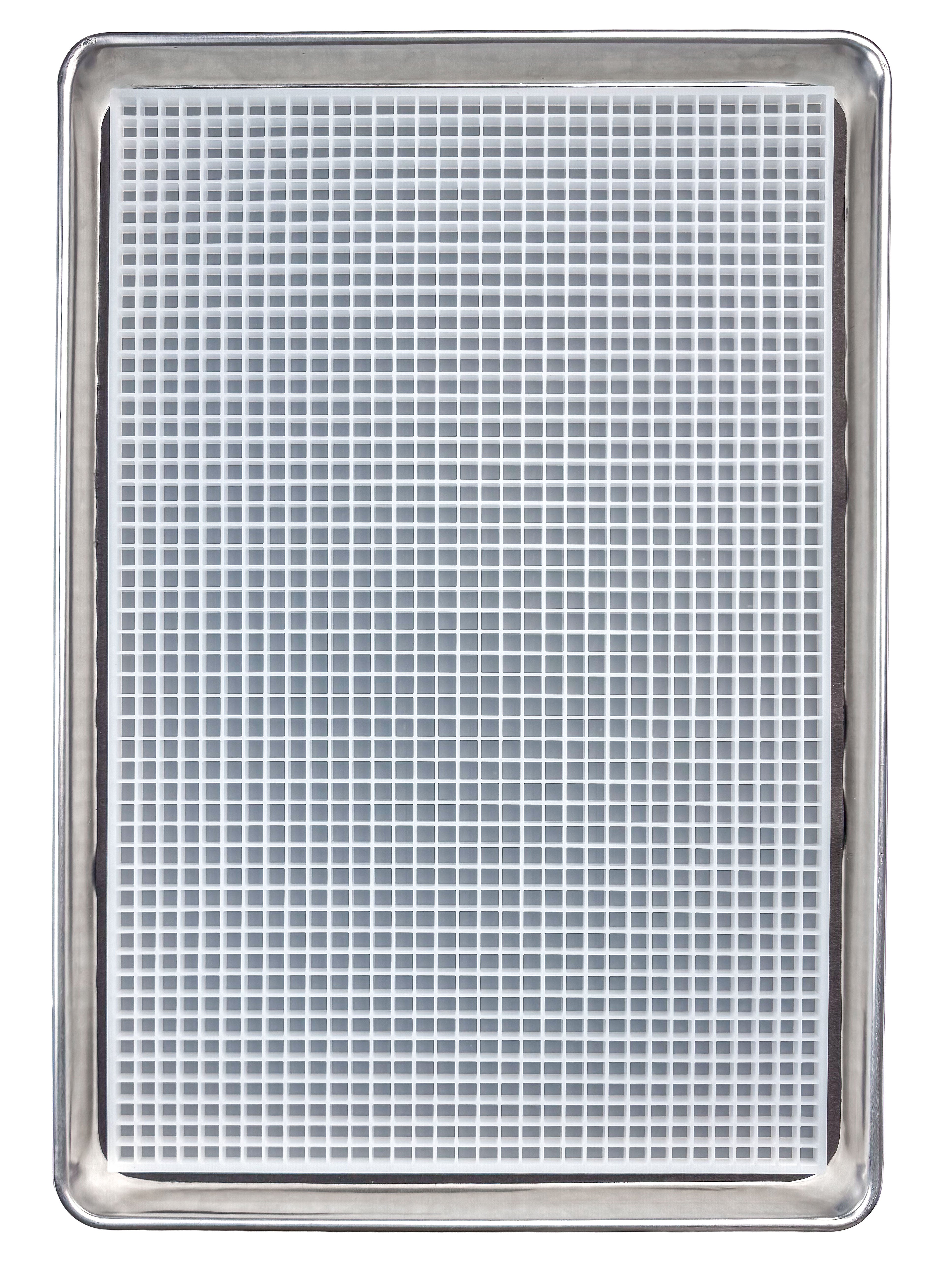 The Vector Molds 1 mL Cube Gummy Mold - Sharp Full Sheet features 1650 cavities for professional gummy making on a durable baking sheet.