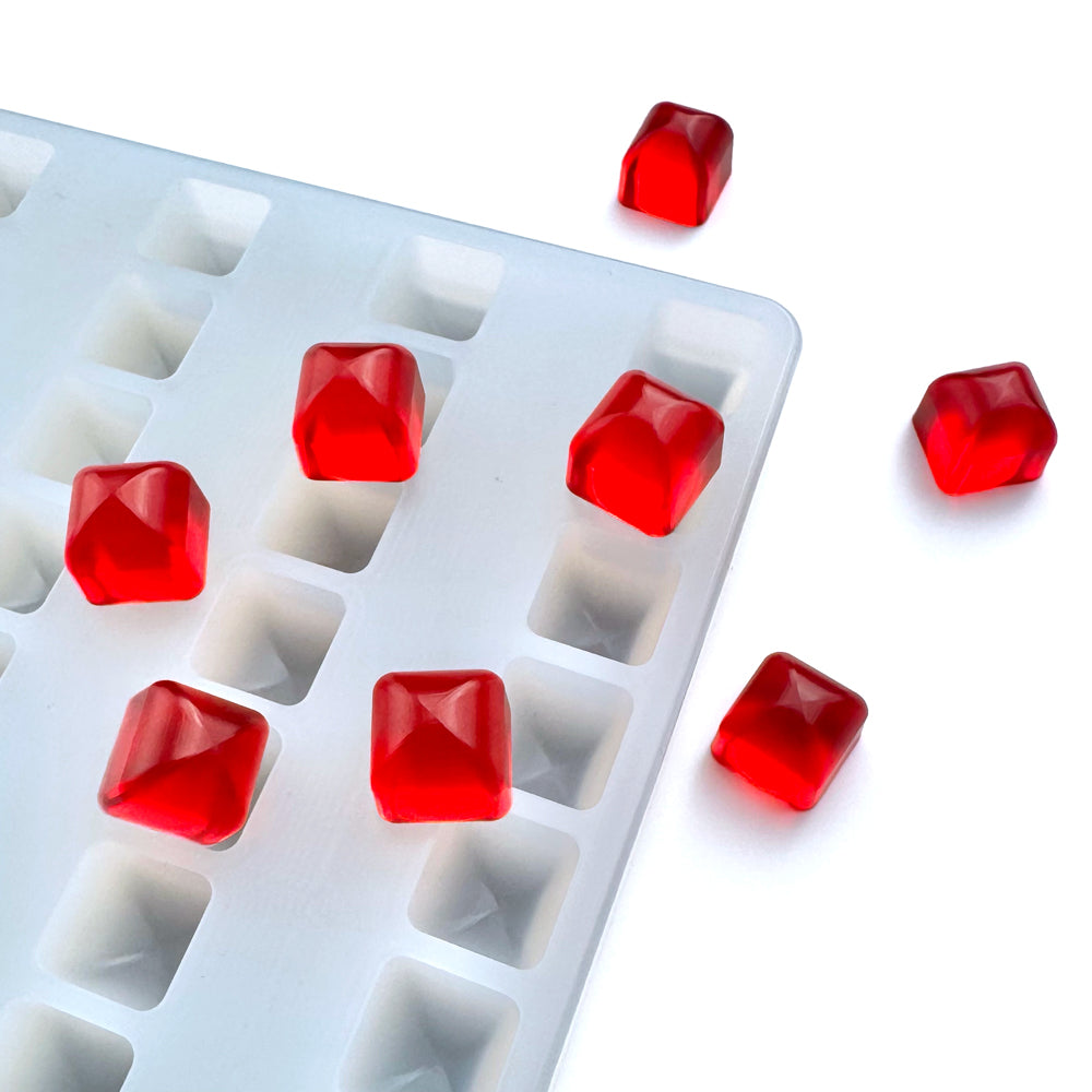 2ml Rounded Top Square silicone mold – food grade mold for universal depositor machines, perfect for gummy manufacturing, chocolate molding, and candy supplement production.