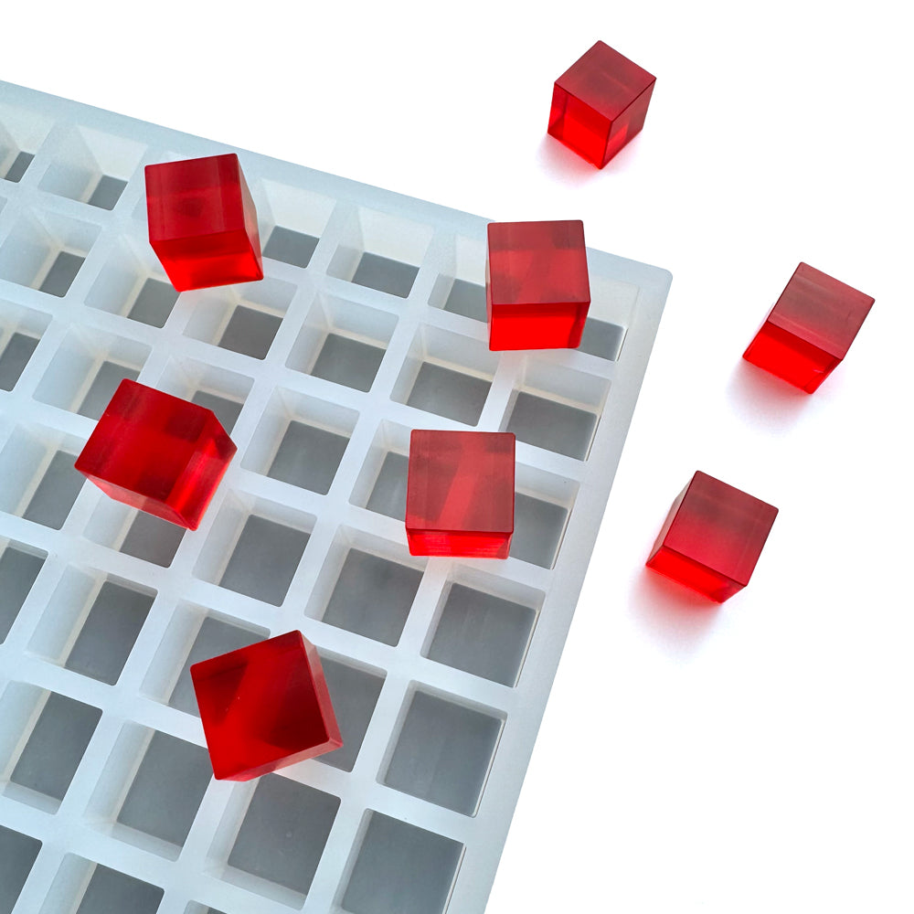 3 mL cube silicone mold – food grade mold for candy, chocolate, and gummy production with uniform square cavity design.