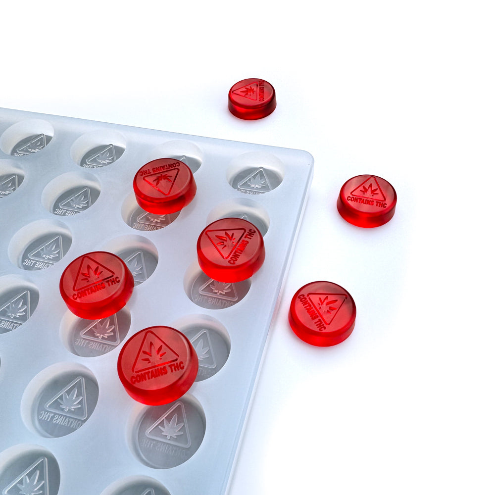 Commercial gummy molds by Vector Molds highlighting the exact Massachusetts, Maine, & Rhode Island Regulatory symbol gummy mold cavity extraction. Made with Platinum Silicone Molds, these premium custom gummy molds and gummy candy molds serve as robust depositor gummy molds, compatible with depositor machines.