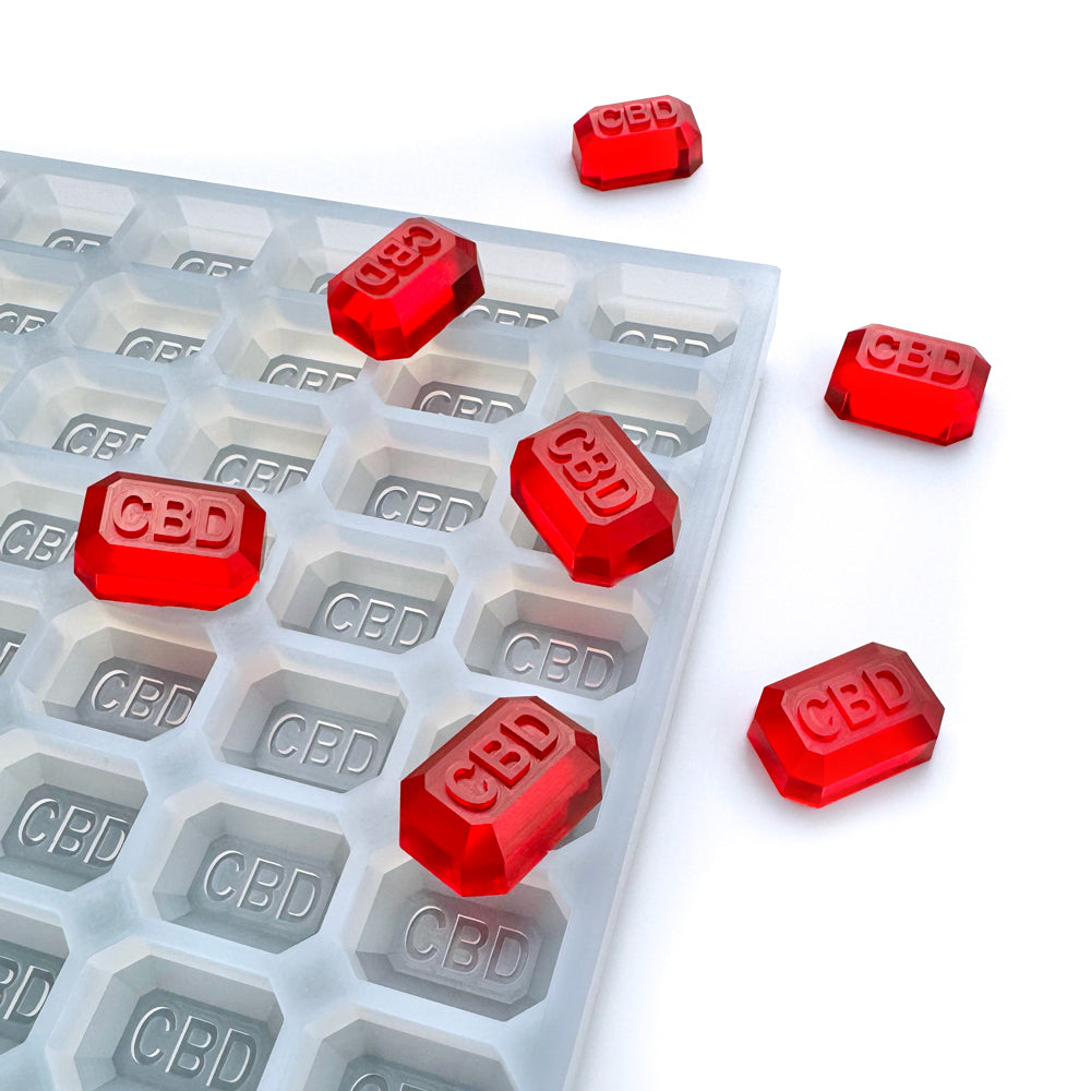 4mL CBD Rectangular Gem silicone gummy molds for gummies, wax, & much more!
