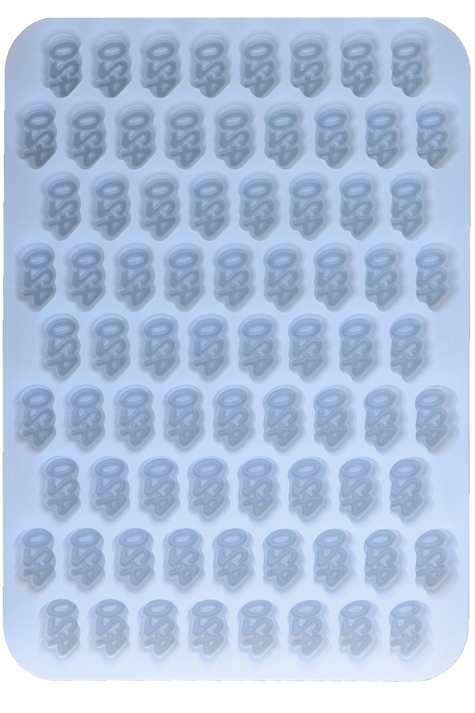 Top view of 420 silicone quarter sheet mold cavities and design. With 76 cavities
