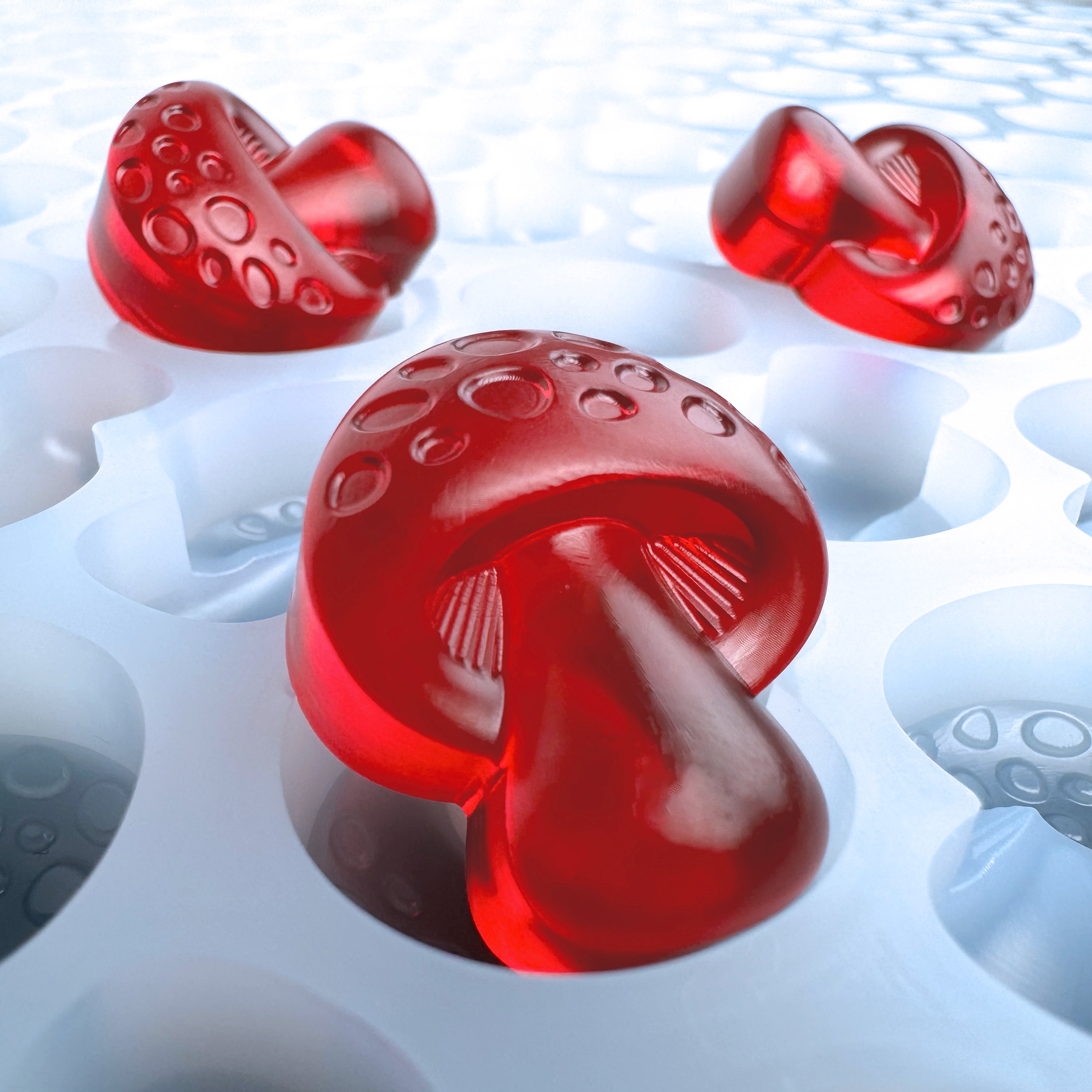 Close up of 2.3ml Mushroom showing the details in the gummy and cavities