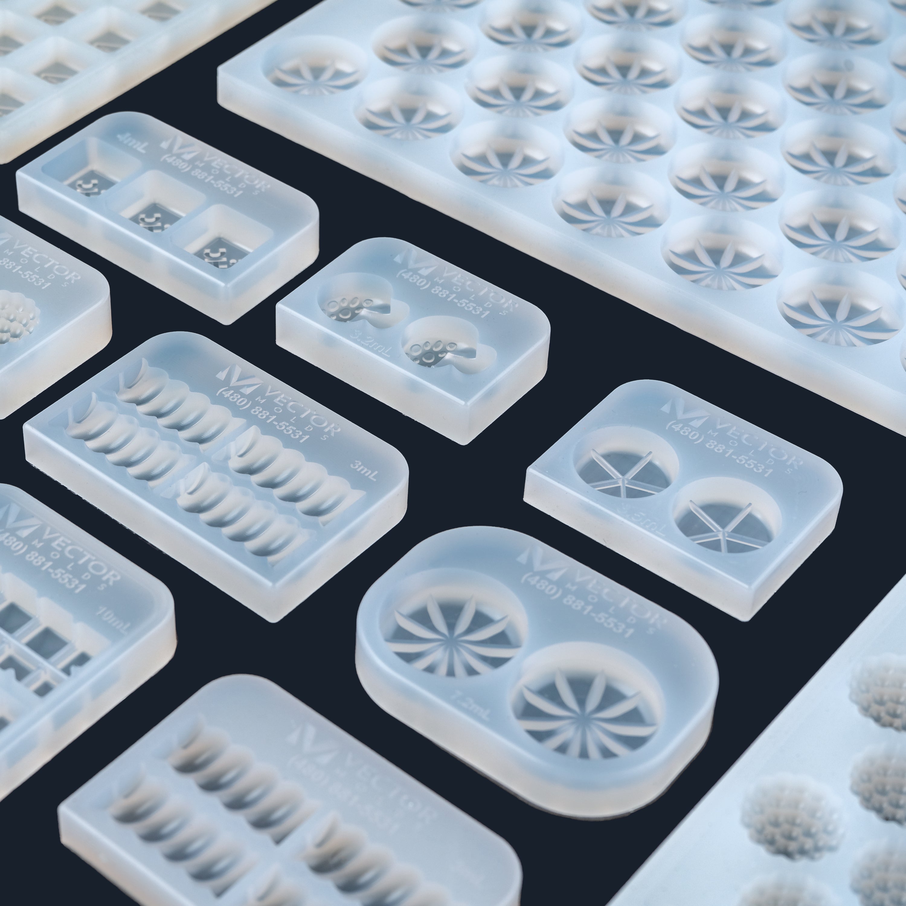 Industrial silicone molds for precision gummy production, confectionery manufacturing, supplement processing, and commercial candy production
