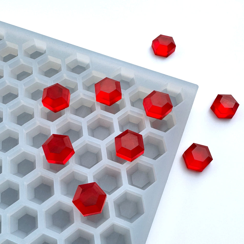 1mL Hexagon Gem Sharp Half-sheet platinum-cured silicone mold from Vector Molds, food-grade, flexible and durable.
