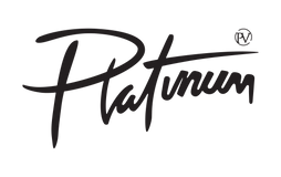 The word "Platinum" is written in a bold, cursive script with a small encircled "PV" logo in the top right corner.