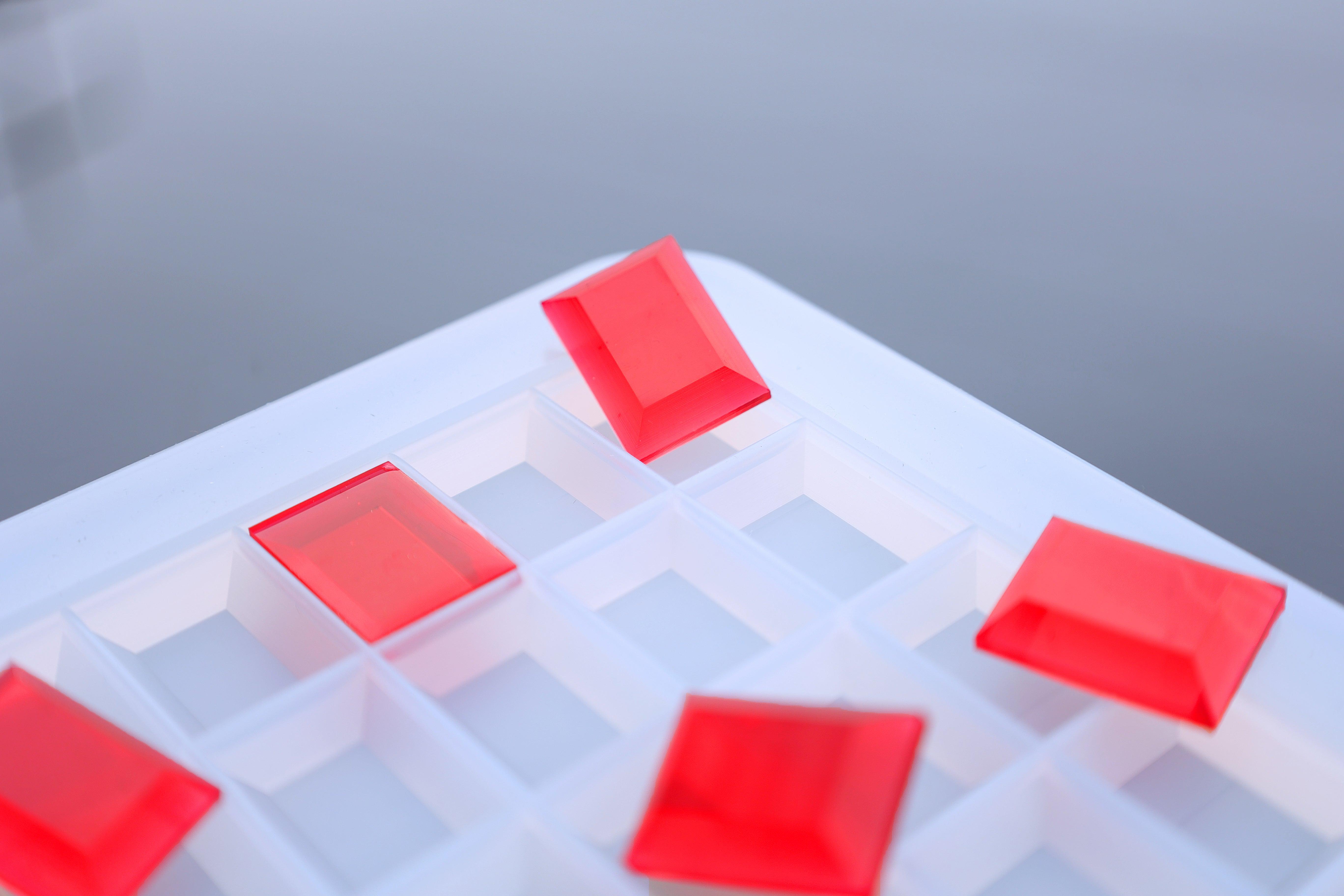 Close up of 2ml Gem slab gummies in cavities showing the details of the cavities