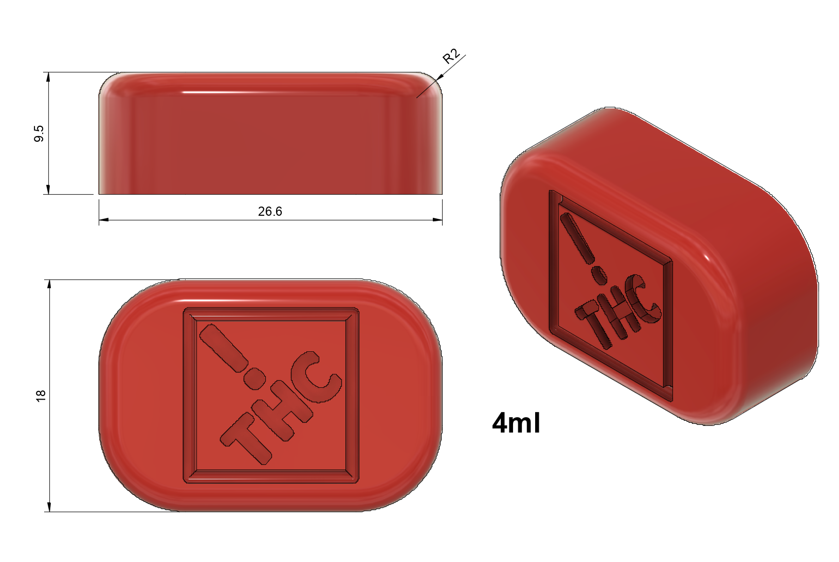 4 mL Brick Gummy Mold - CO, OH, NM & FL THC Logo Mold - Depositor - 152 Cavities