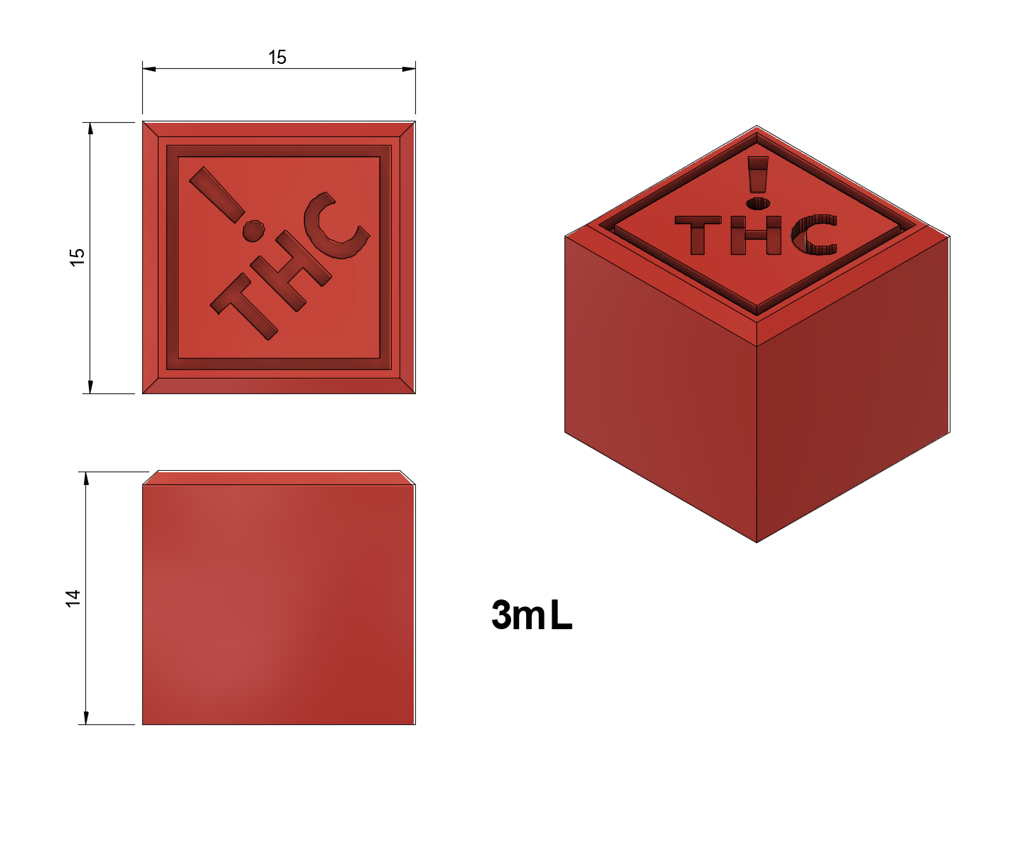 shape and size graphic of THC gummy