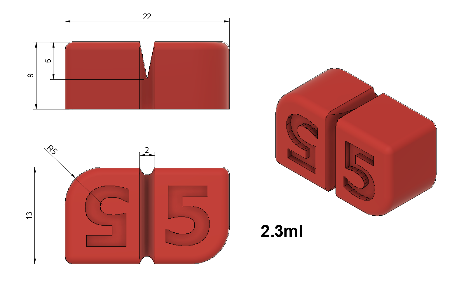 Two way Depositor Mold - Breaker - 5mg - 2.3 mL - 256 cavity - Vector Molds