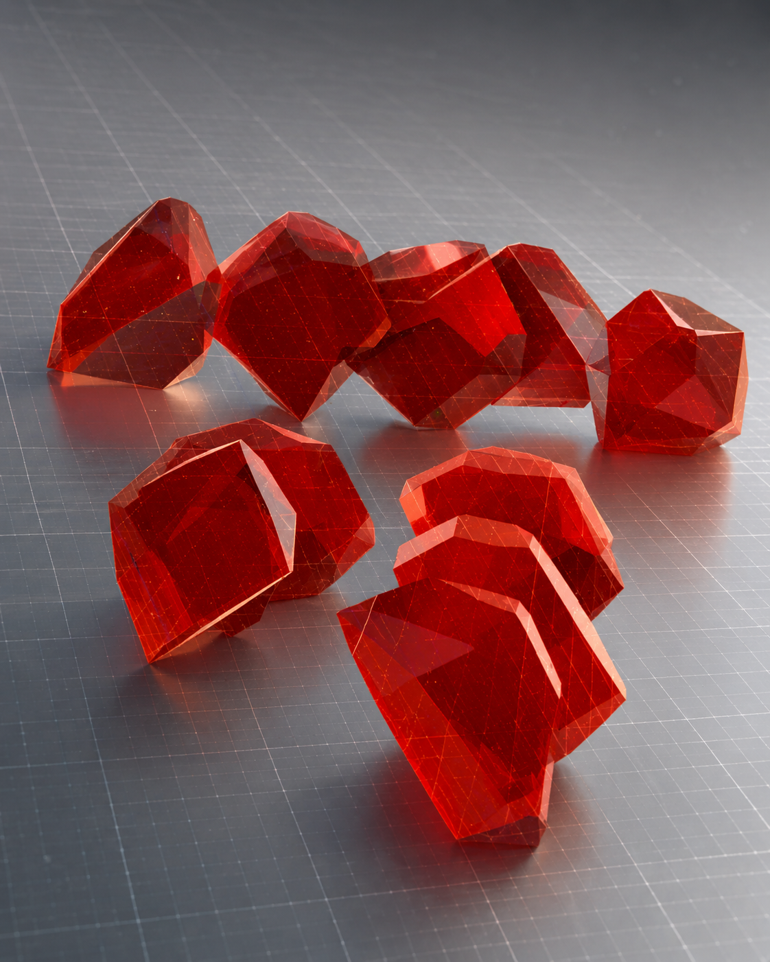 render of crystal candies for a final product made with vector molds platinum silicone molds for the confectionary industry