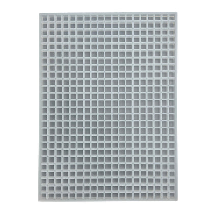 Top view of a 2 mL cube gummy mold with 494 cavities in a sharp half sheet format. Made from food grade silicone, ideal for hand pouring or flood-and-scrape gummy production. This precision silicone mold creates clean-edge cube gummies for supplement, candy, or wellness industries.
