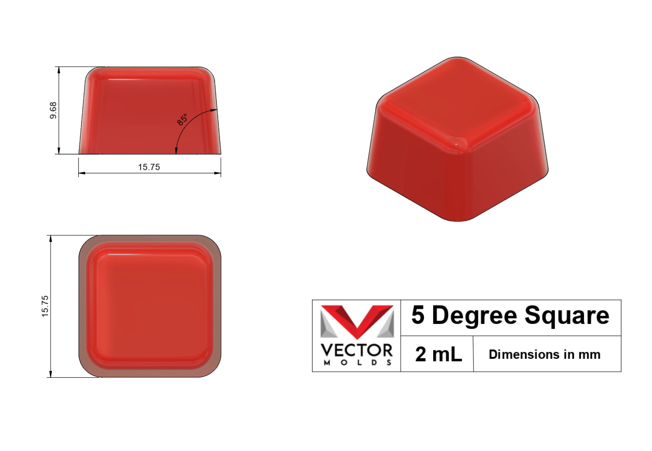 2 mL Square Gummy Mold - Sharp Half Sheet - 336 Cavities