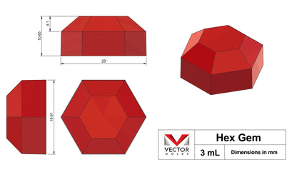 3 mL Hexagon Gem Gummy Mold - Sharp Half Sheet - 263 Cavities