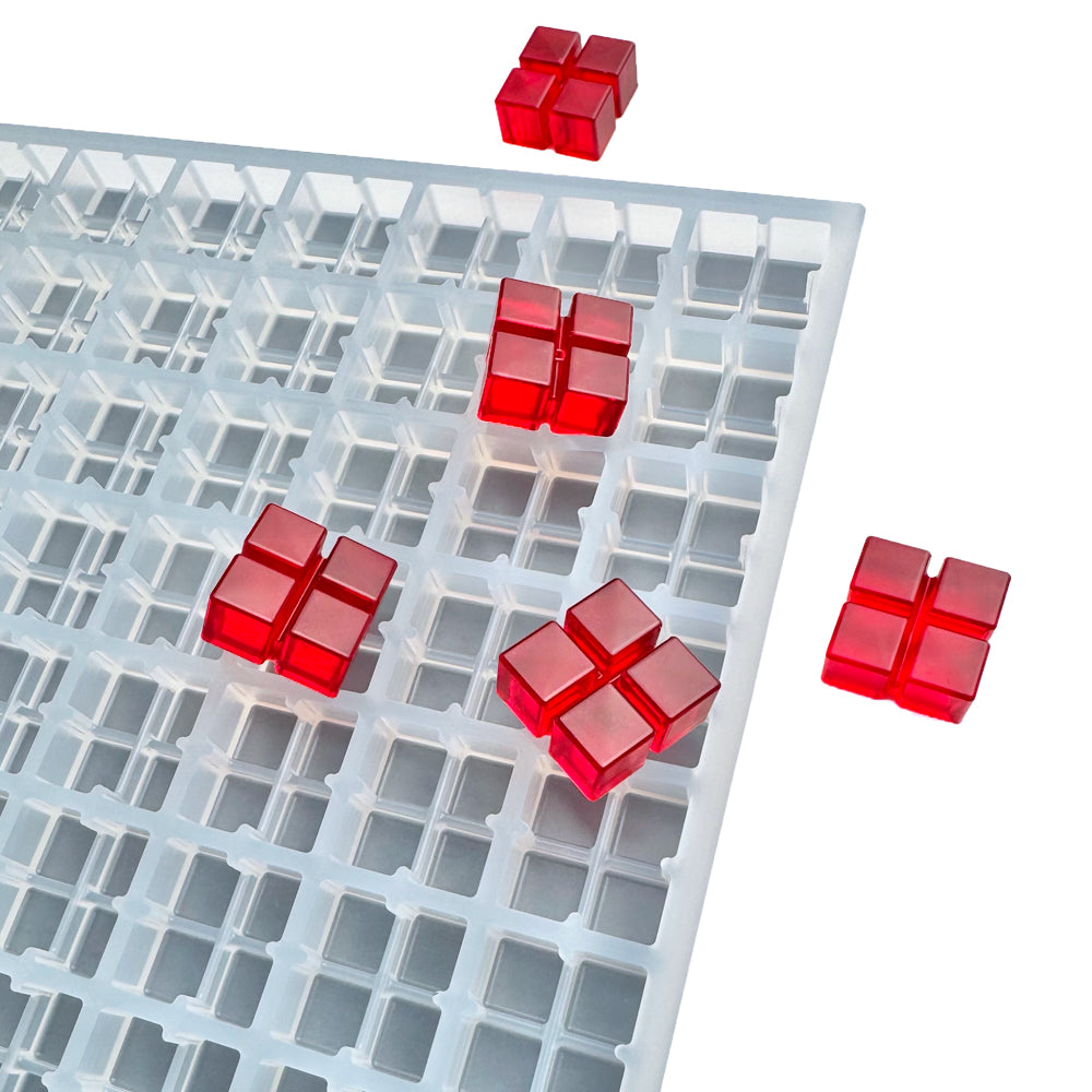 Food-grade platinum silicone half sheet breaker mold with 4-piece multidose cavities designed for gummies, chocolate, candy, and nutraceutical production. Precision-machined commercial silicone mold with 4.2 mL sections, sharp scored lines for even portions, easy demolding, and production-ready durability.
