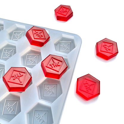 4.6 mL Hexagon Gummy Mold - CO, OH, NM & FL THC Logo Mold - Universal Depositor - 104 cavities