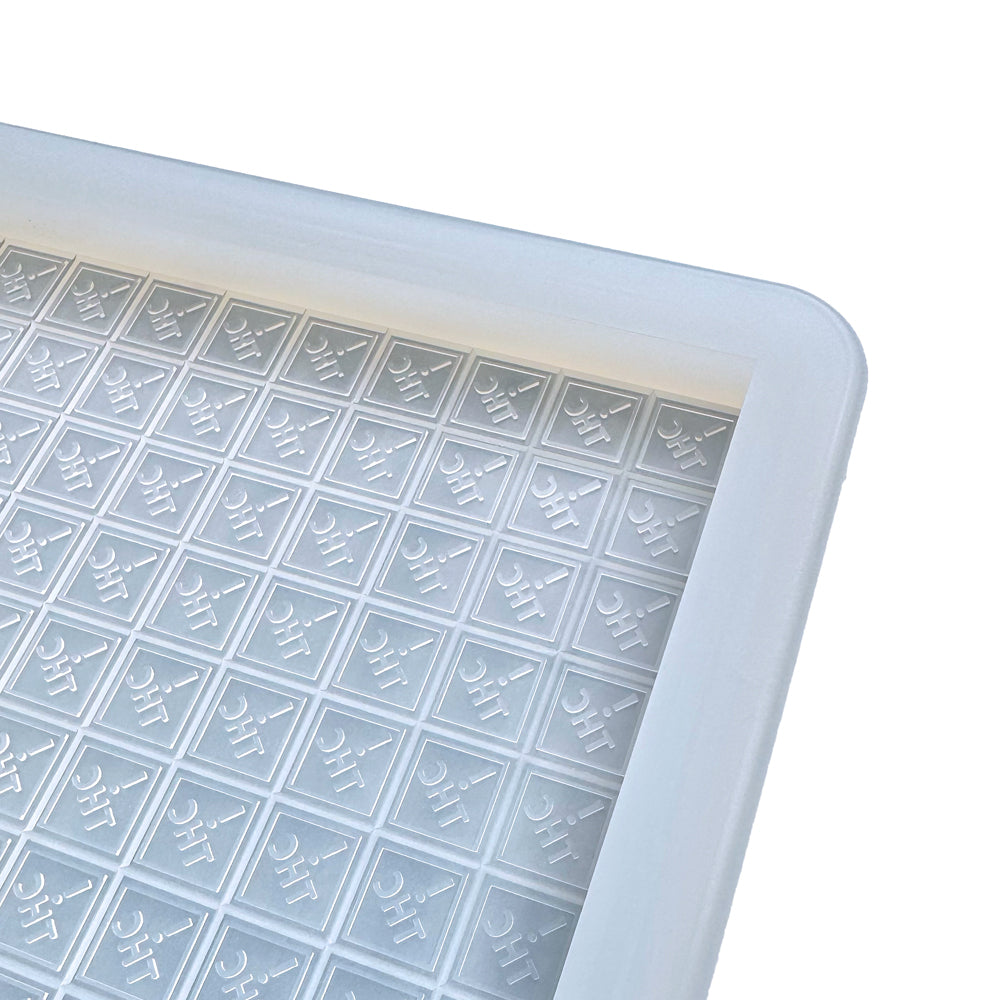 3 mL Square Gummy Slab Mold - CO, OH, NM & FL regulatory Logo Mold - Half Sheet - 1 Large Cavity can be cut into 450 individual gummies. Food grade silicone mold for accurate dosing every time. 