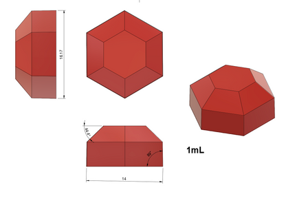 1 mL Hexagon Gem Mold - Half Sheet - 478 Cavities