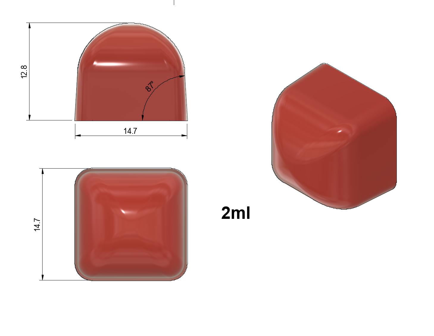 2 ml Square Gummy Mold - With Rounded Top - Universal Depositor - 176 cavity - Vector Molds 