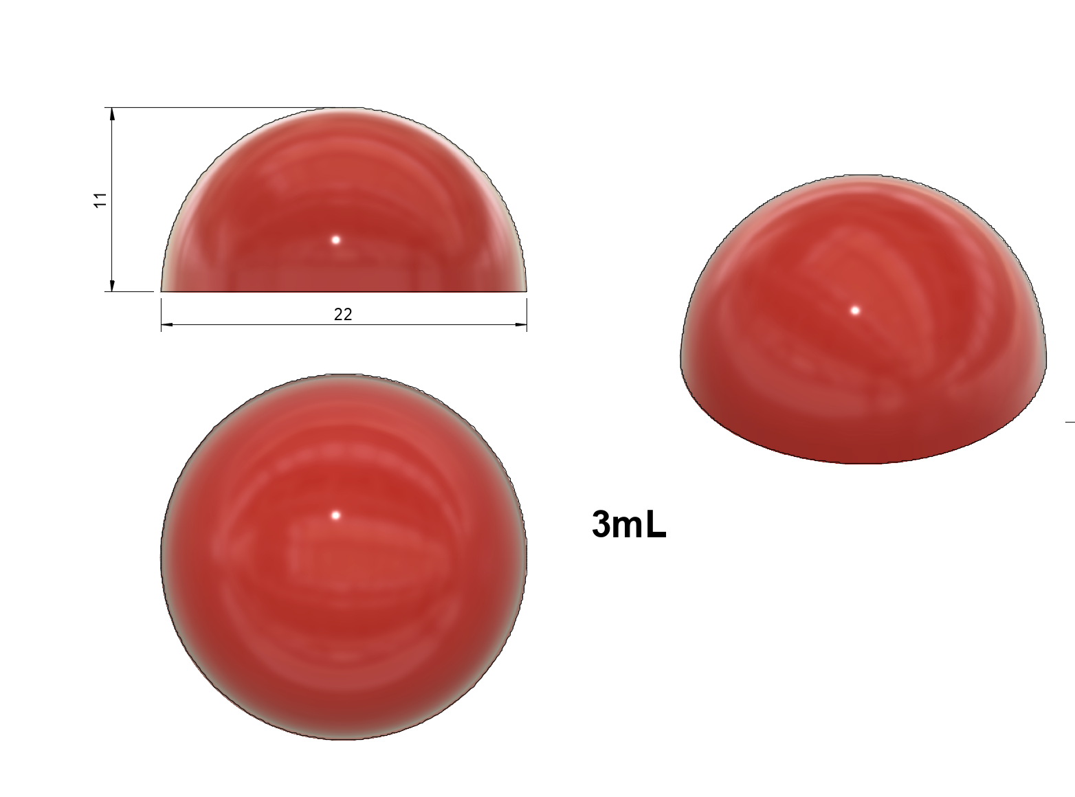 3mL Bon Bon Gummy Mold - Baker Perkins Depositor - 154 Cavities