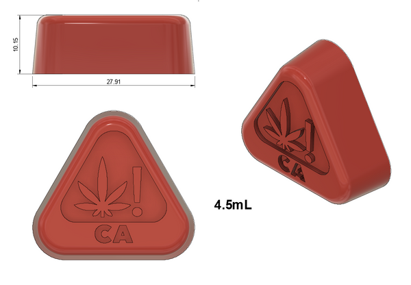 4.5 mL California State THC Logo Mold -  Triangle - Full Sheet - 334 Cavity