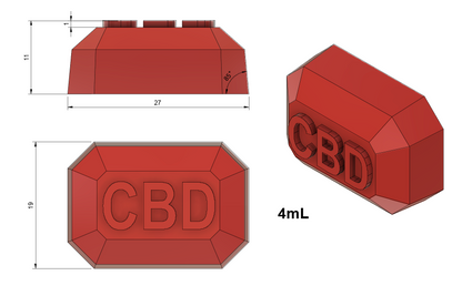 exact shape and size of gummy mold - rectangular gem