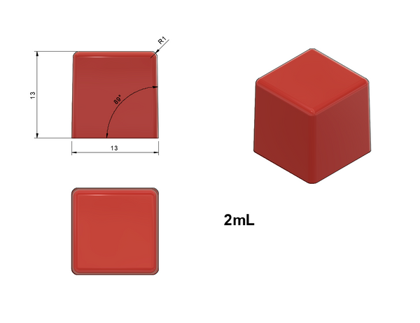 2 mL Square/Cube Gummy Mold - Half Sheet - 490 cavity