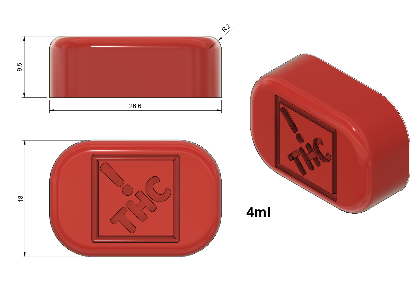 4mL Brick Gummy Mold - Colorado, Ohio, New Mexico & Florida THC Logo Mold - Depositor - 152 Cavities