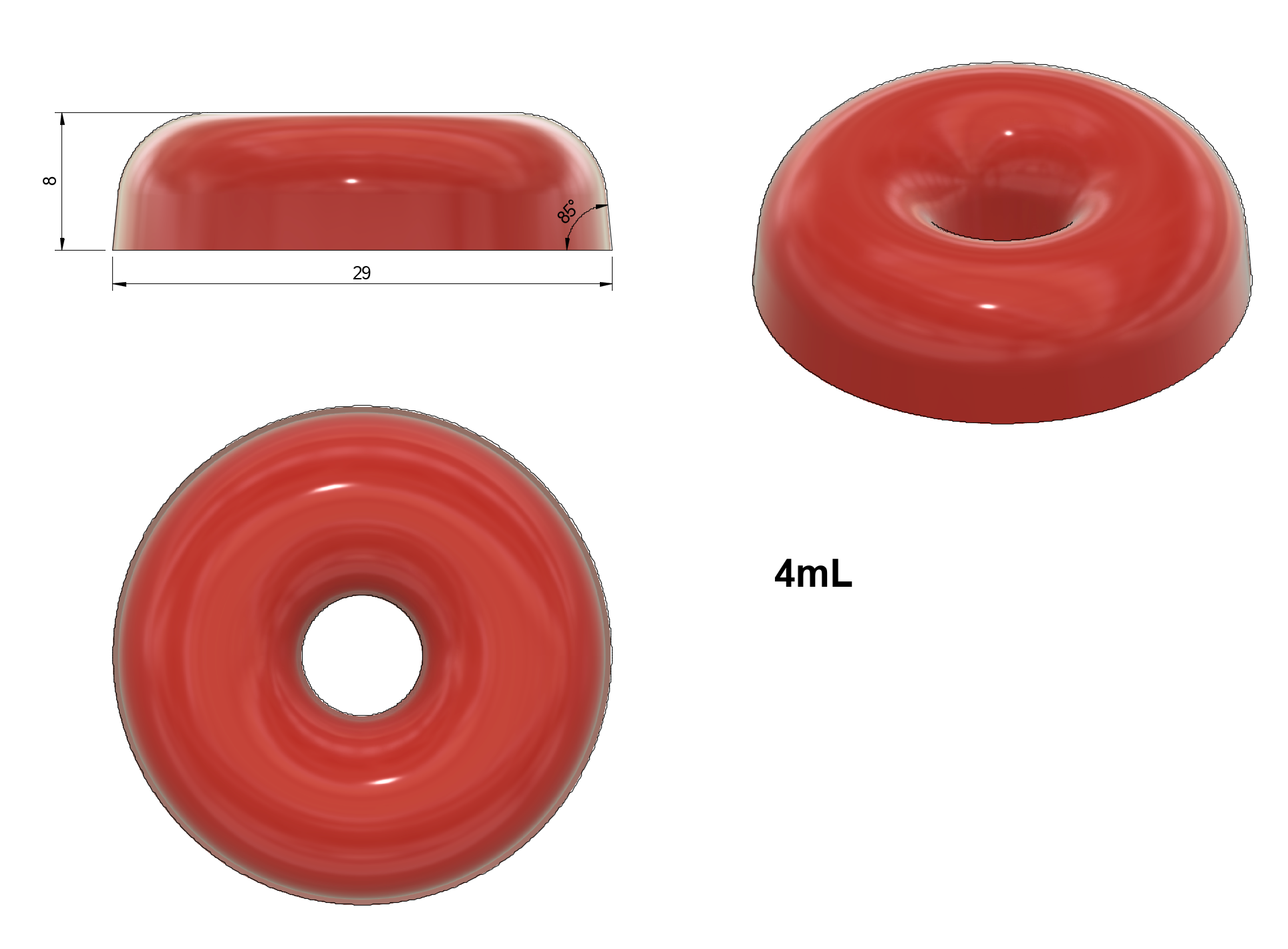 4ml Peach Ring Silicone Mold for making gummies and chocolates