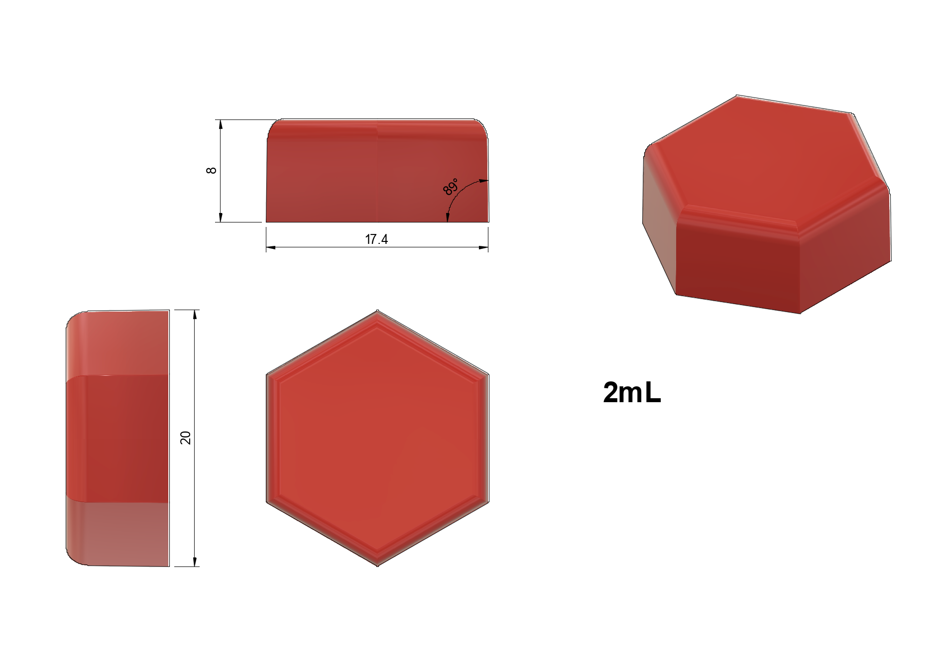 2mL Hexagon Gummy Mold - Half Sheet - 331 Cavities