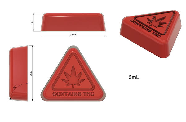 3 mL MA, ME, & RI State THC Logo Mold - Triangle - Half Sheet - 200 Cavity