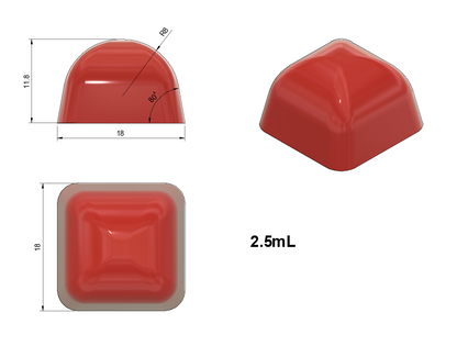 2.5mL Rounded Top Square Gummy Mold - Baker Perkins Depositor - 198 Cavities