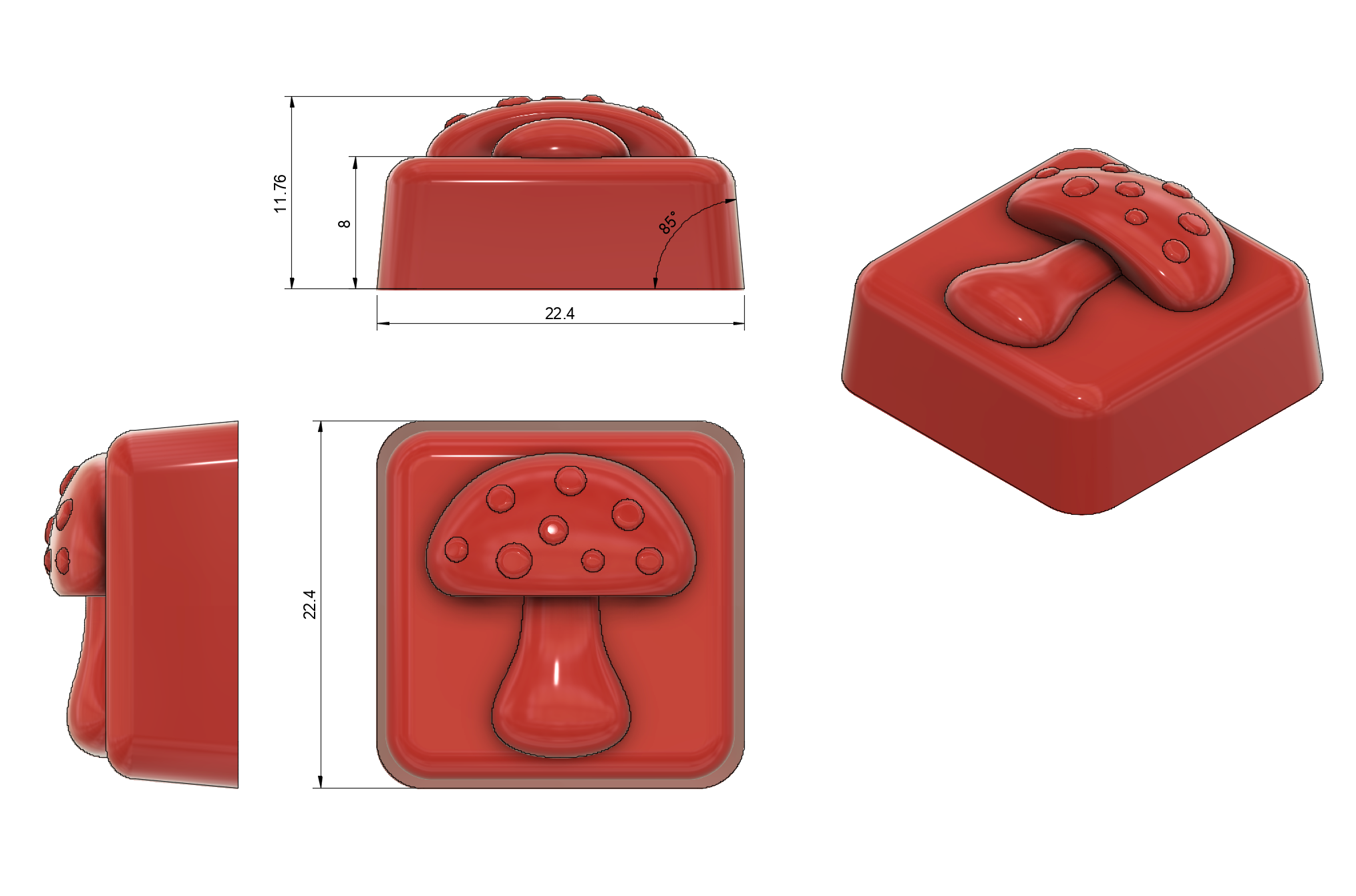 4 mL Square Mushroom Gummy Mold - Half Sheet - 188 Cavities