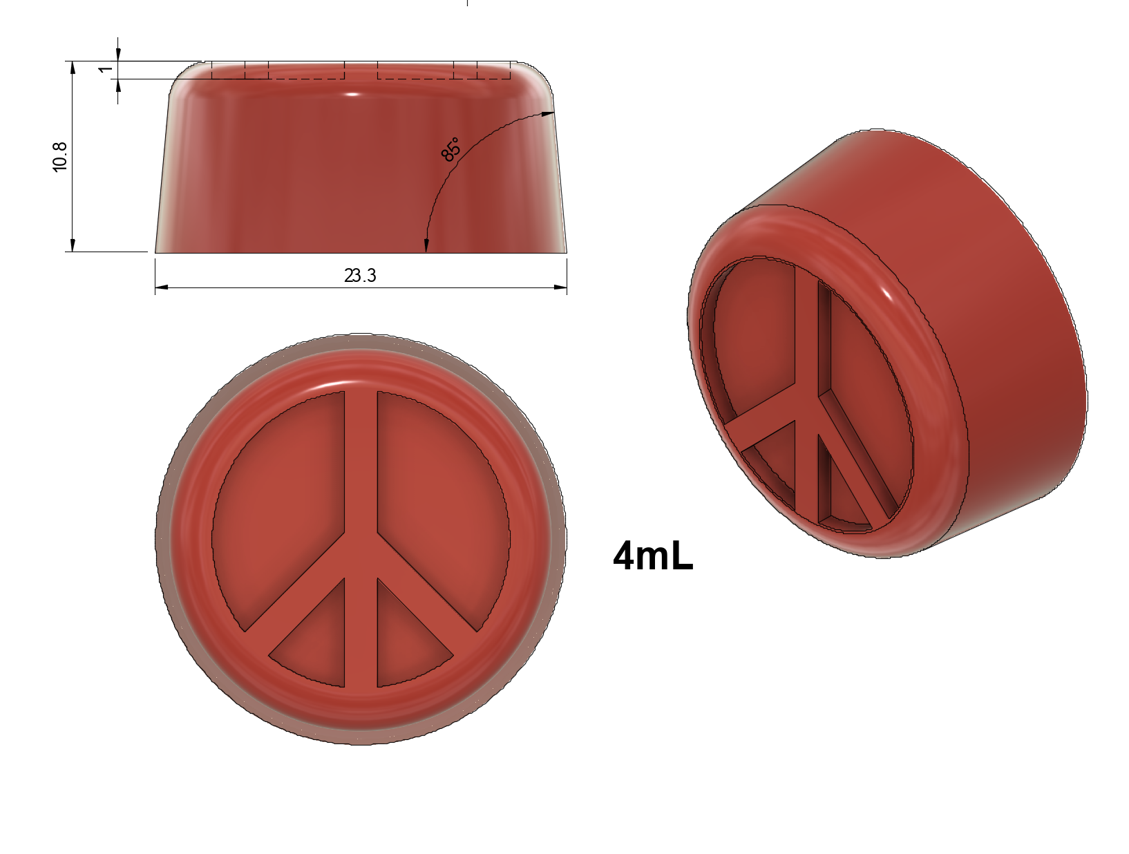 Peace Sign Mold - Half Sheet - 4 mL - 193 Cavities - Vector Molds 